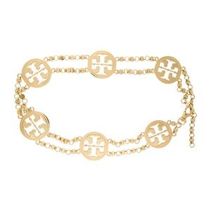 Gold Tory Burch Logo Belt (reversible)